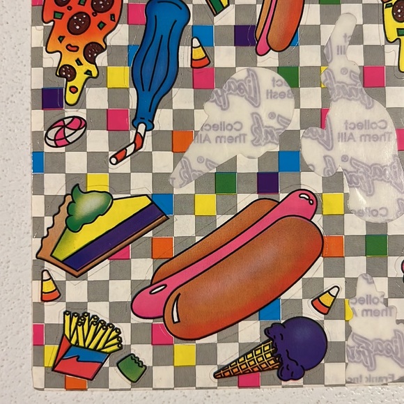 Vintage Lisa Frank - Fast Food Junk Food Pop Art Sticker Sheet -S121, incomplete - Picture 2 of 7